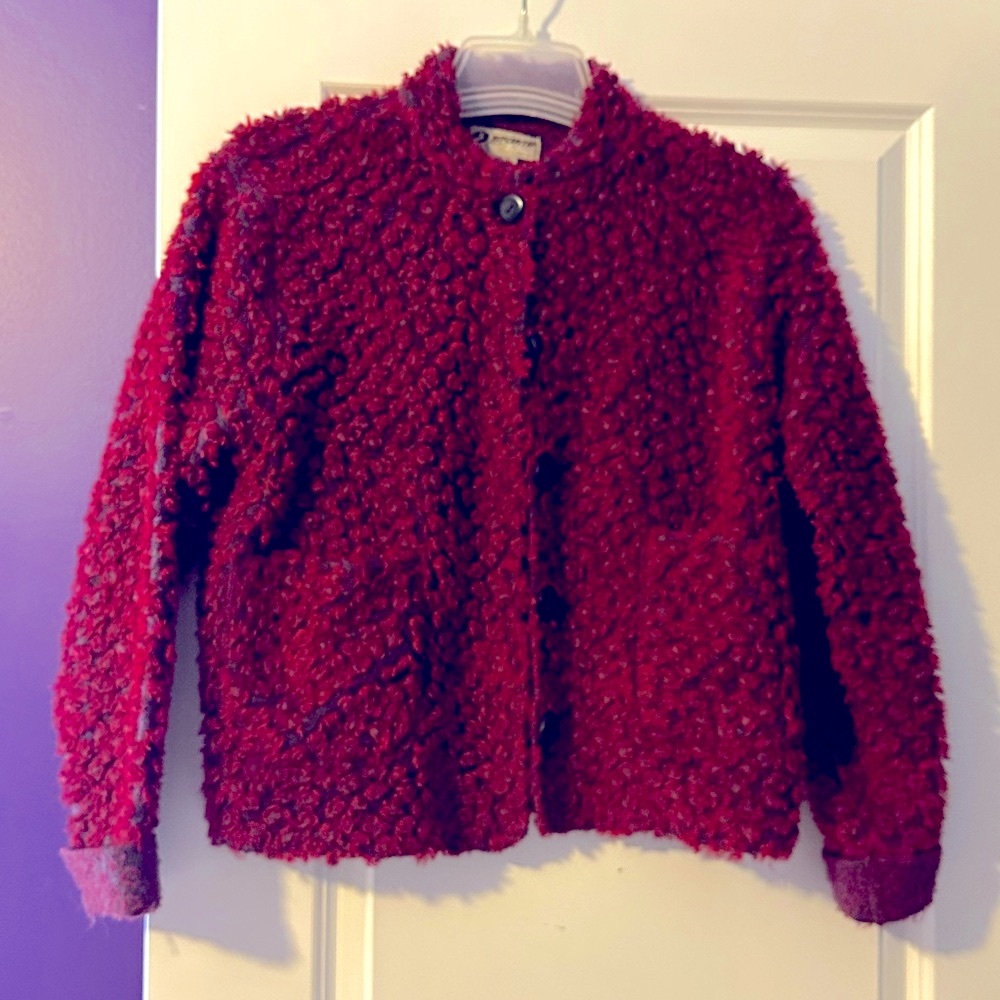 Women's Sportif Red Textured Jacket/cardigan. Size M.